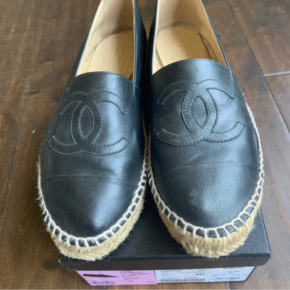 Black Chanel Espadrilles size 10